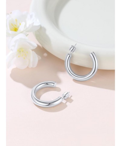 Hoop Earrings for Women, Lightweight Silver/Black/Gold Plated Chunky Open Hoop Earrings(30, 40, 60, 80mm) Silver-30mm $12.53 ...