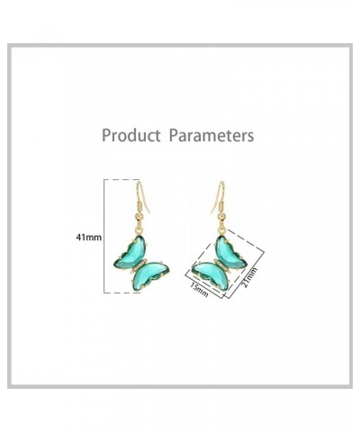 CZ Butterfly Glass Drop Dangle Earrings for Women Teen Girls 925 Sterling Silver Post Pin Cubic Zirconia Gold Plated Hypoalle...