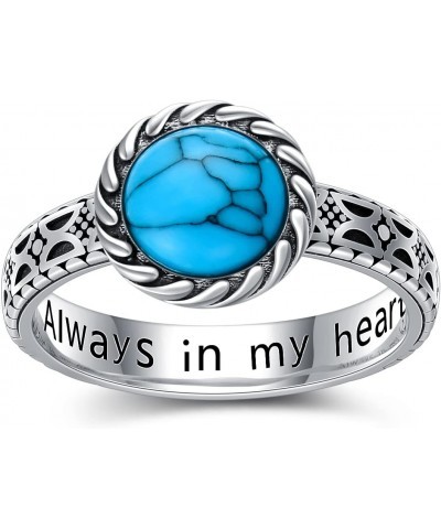 925 Sterling Silver Vintage Round Shaped Turquoise Ring Always in My Heart Ring Jewelry $32.99 Rings