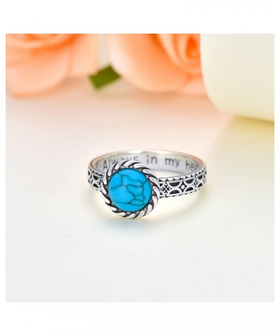 925 Sterling Silver Vintage Round Shaped Turquoise Ring Always in My Heart Ring Jewelry $32.99 Rings