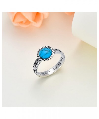 925 Sterling Silver Vintage Round Shaped Turquoise Ring Always in My Heart Ring Jewelry $32.99 Rings