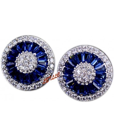 LilyTreacy CZ Stud Earrings 5ct Cubic Zirconia simulated diamond ruby sapphire emerald in LED light box Sapphire Blue $16.79 ...