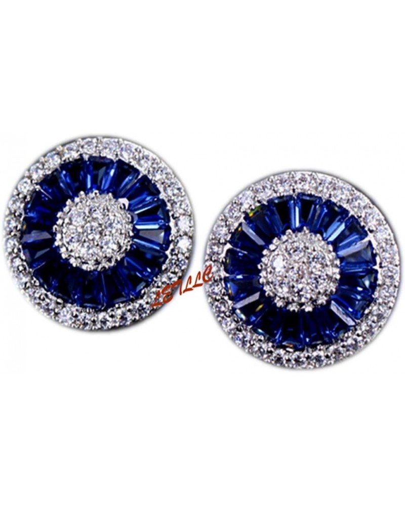 LilyTreacy CZ Stud Earrings 5ct Cubic Zirconia simulated diamond ruby sapphire emerald in LED light box Sapphire Blue $16.79 ...