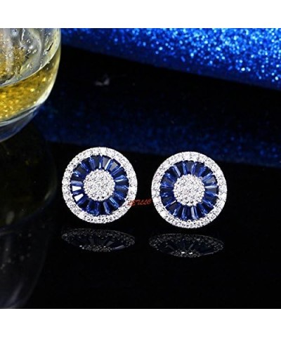 LilyTreacy CZ Stud Earrings 5ct Cubic Zirconia simulated diamond ruby sapphire emerald in LED light box Sapphire Blue $16.79 ...