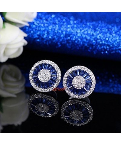 LilyTreacy CZ Stud Earrings 5ct Cubic Zirconia simulated diamond ruby sapphire emerald in LED light box Sapphire Blue $16.79 ...