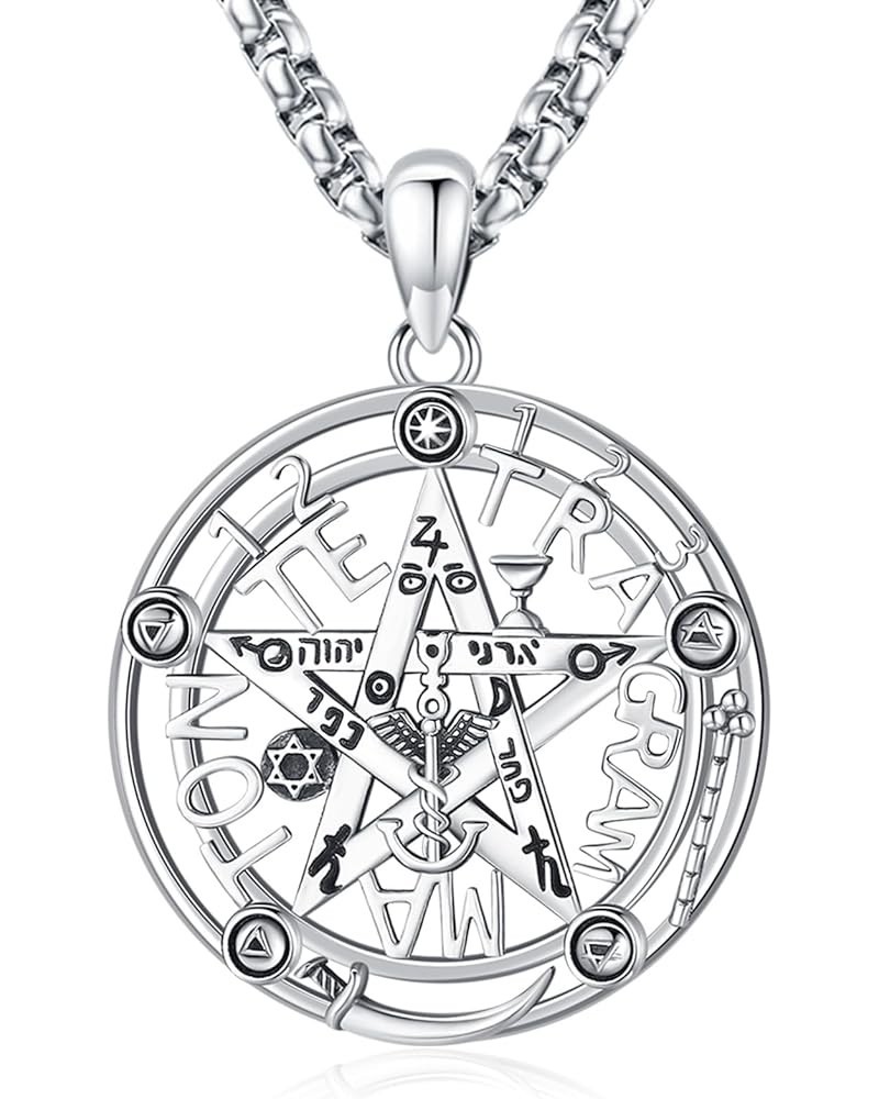 Nudo De Bruja Plata 925 Original Pentagram Necklace Pentacle Tetragrammaton Amuleto De Proteccion De Brujeria Witches Knot Je...