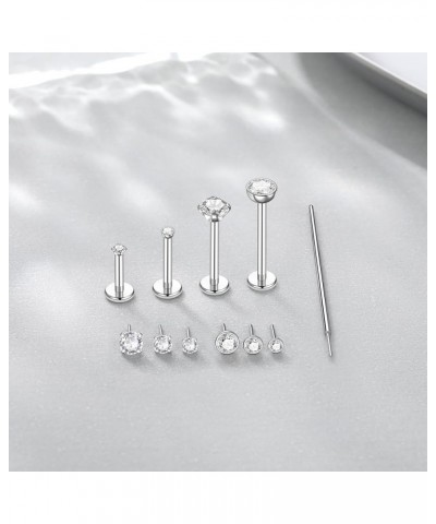 16G/18G/20G Threadless Labret Jewelry Surgical Steel Threadless Nose Stud Push in Lip Nose Stud Rings Monroe Tragus Helix Car...