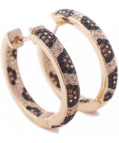 Shinny Animal Leopard Print Earrings Cubic Zirconia Paving Gold Plated Women Hoop Earrings Statement Chunky Circle Huggie Ear...