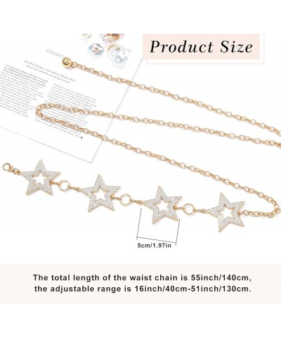 Metal Waist Chain Gold Rhinestone Star Belly Chain Belt Adjustable Pendant Body Chains Jewelry Accessories for Women and Girl...