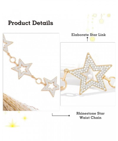 Metal Waist Chain Gold Rhinestone Star Belly Chain Belt Adjustable Pendant Body Chains Jewelry Accessories for Women and Girl...