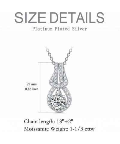 Moissanite Necklaces for Women Platinum Plated Silver 1 Carat Center Moissanite Halo Pendant Necklaces, 18''-20'' $48.87 Neck...