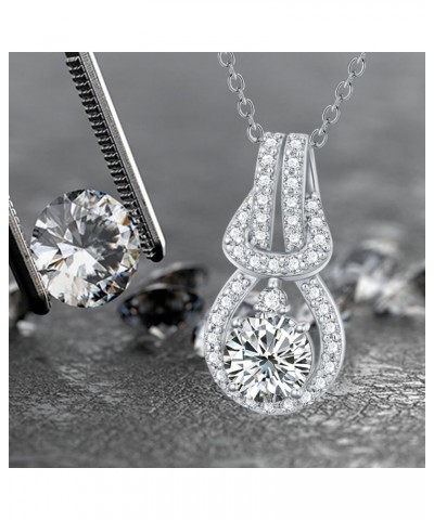 Moissanite Necklaces for Women Platinum Plated Silver 1 Carat Center Moissanite Halo Pendant Necklaces, 18''-20'' $48.87 Neck...