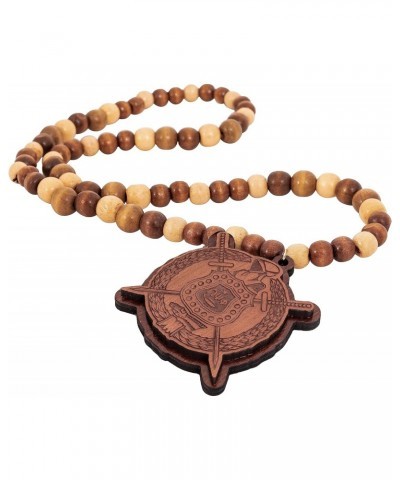 Omega Psi Phi Wood Wooden Bead Tiki Raised Engraved Crest Necklace (Tiki Engraved Crest) $16.45 Necklaces