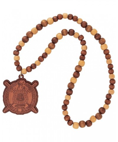 Omega Psi Phi Wood Wooden Bead Tiki Raised Engraved Crest Necklace (Tiki Engraved Crest) $16.45 Necklaces