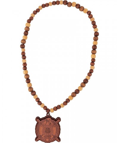 Omega Psi Phi Wood Wooden Bead Tiki Raised Engraved Crest Necklace (Tiki Engraved Crest) $16.45 Necklaces