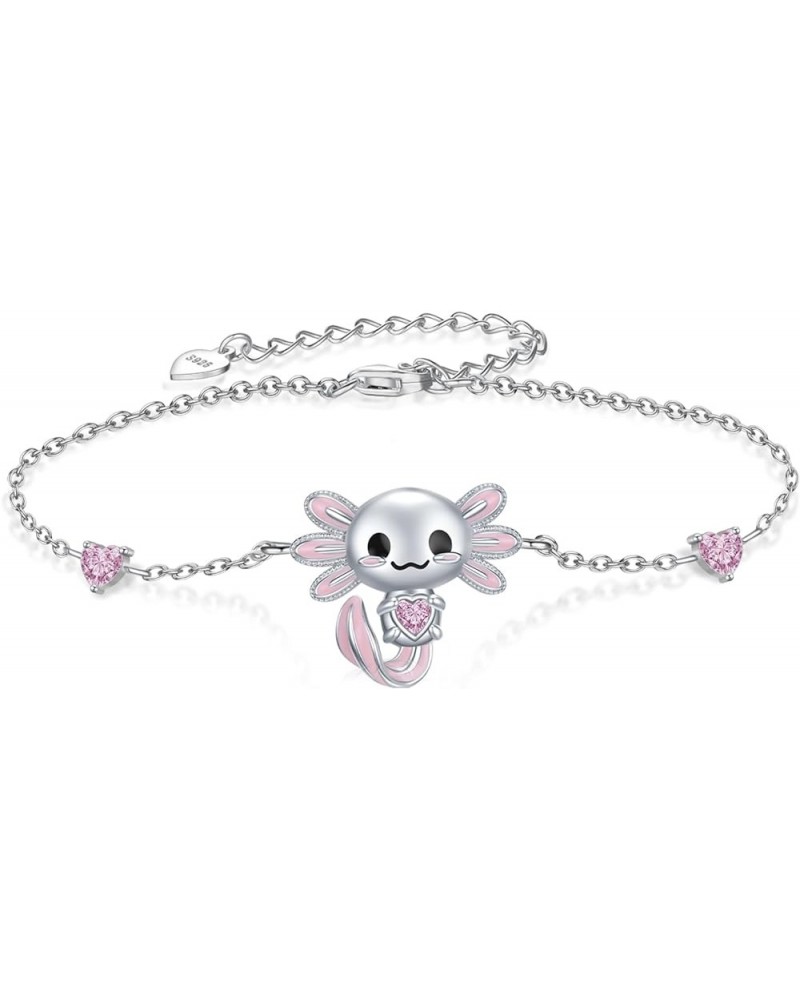 Axolotl Bracelet 925 Sterling Silver Cute Animal Bracelet Axolotl Jewelry Gift for Women Girls June $17.86 Bracelets