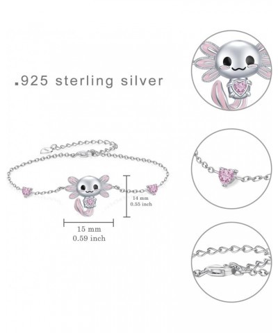 Axolotl Bracelet 925 Sterling Silver Cute Animal Bracelet Axolotl Jewelry Gift for Women Girls June $17.86 Bracelets