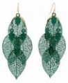 Bridal Vingtage 4 Teardrop Shape Pierced Dangle Earrings Large Statement Earrings Green-4 Leaf $8.75 Earrings