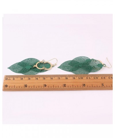 Bridal Vingtage 4 Teardrop Shape Pierced Dangle Earrings Large Statement Earrings Green-4 Leaf $8.75 Earrings