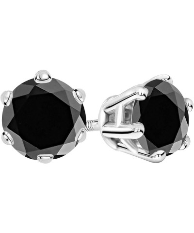 1/2-10 Carat Total Weight Black Diamond Stud Earrings 6 Prong Screw Back Platinum 2.5 carats $179.31 Earrings