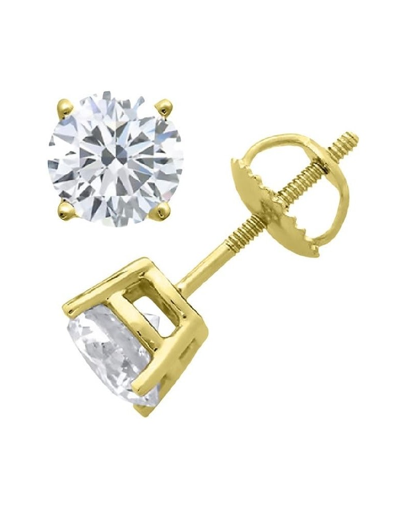 Round Diamond stud (IGI Certified 0.70 ct & up) ScrewBack 14K 0.04ct-2.00ct Clarity-I3 Yellow Gold 0.5 carats $50.33 Earrings