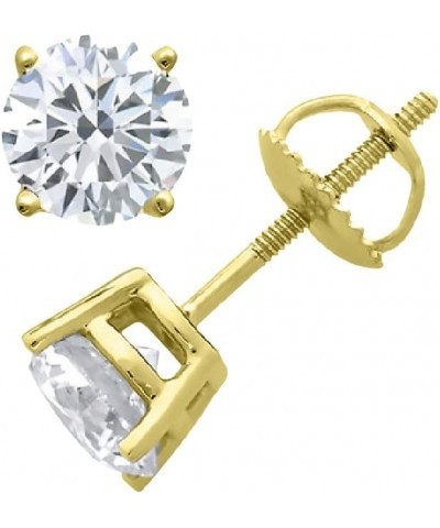 Round Diamond stud (IGI Certified 0.70 ct & up) ScrewBack 14K 0.04ct-2.00ct Clarity-I3 Yellow Gold 0.5 carats $50.33 Earrings