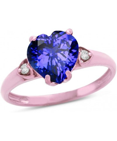 10k Rose Gold Heart Shaped 8mm Engagement Promise Wedding Ring Simulated Tanzanite $102.59 Rings