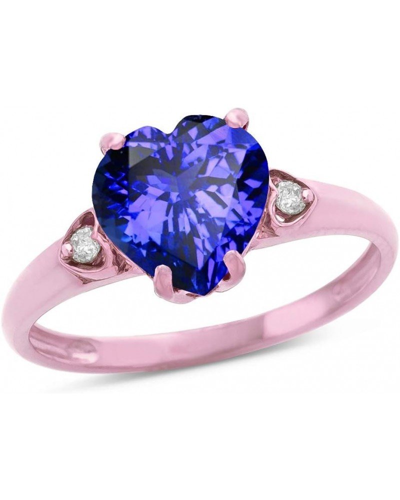 10k Rose Gold Heart Shaped 8mm Engagement Promise Wedding Ring Simulated Tanzanite $102.59 Rings