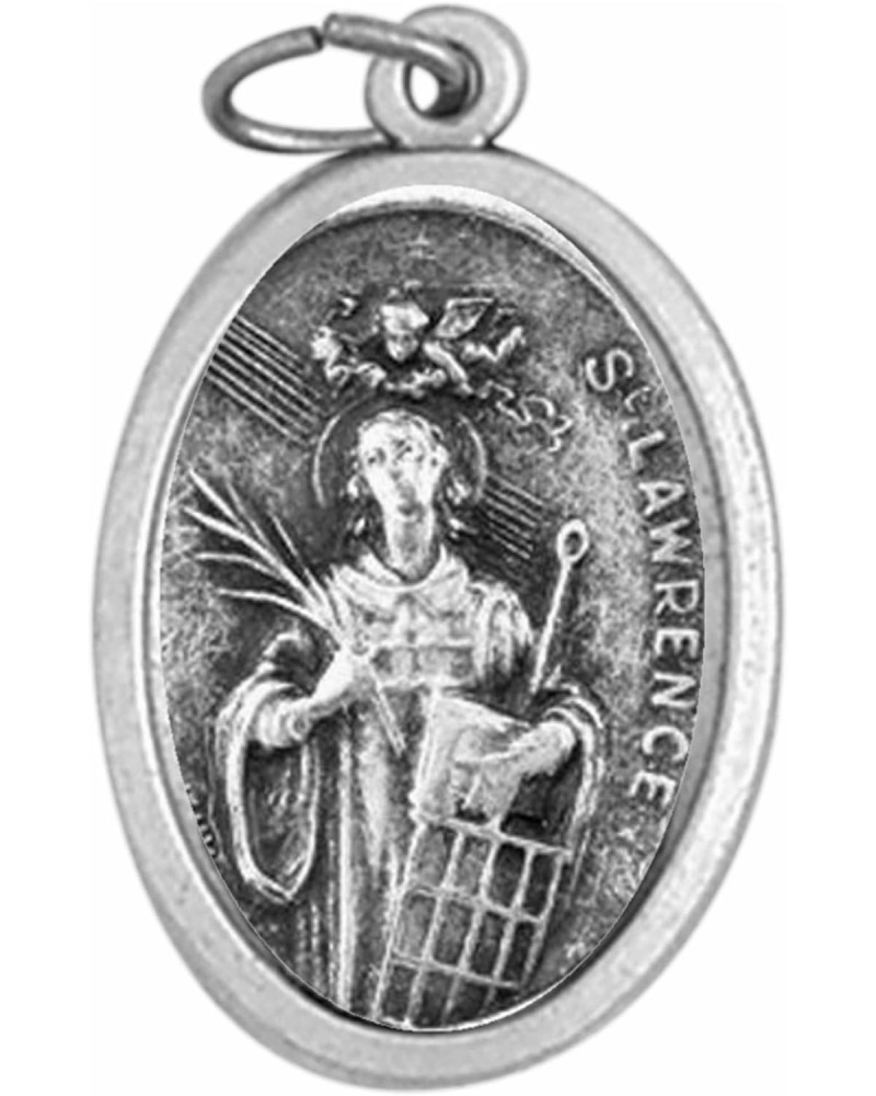 Saint Lawrence Patron Saint of Chefs and Cooks Pray for Us Medal Silver Oxidized Blessed in Italy $8.95 Necklaces