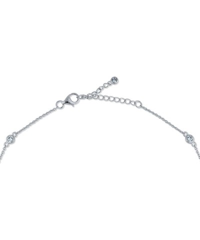 Sterling Silver Cubic Zirconia CZ by the Yard Station Necklace for Women, Rhodium Plated 36 inch $26.06 Necklaces