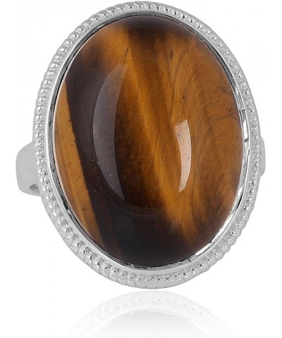 925 Sterling Silver Amazonite, Tiger Eye Ring for Women 19X15mm Oval Gemstone Boho Jewelry Tiger Eye $12.80 Rings