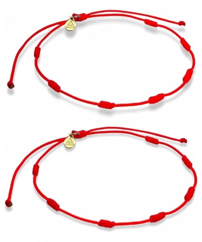 Handmade Red Bracelet 7 Knot String, Protection bracelet. Red Cord Adjustable for Women, Men. Good luck bracelet. Red string ...