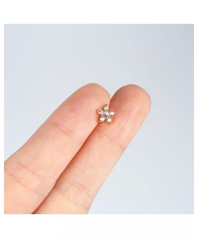 9Pcs 20G Nose Rings Studs with Big Bling CZ Snowflake Star Top Surgical Steel L-Shaped Nose Studs Triple Linear Gem Ball Roun...