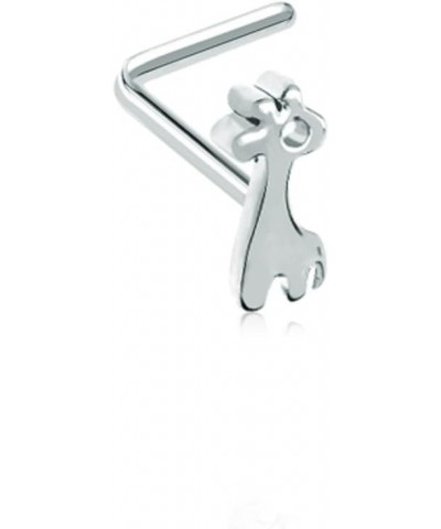 Dainty Baby Giraffe L-Shaped 316L Surgical Steel Nose Stud Ring 20 GA, 9/32", Steel $9.34 Body Jewelry