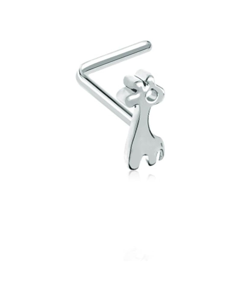 Dainty Baby Giraffe L-Shaped 316L Surgical Steel Nose Stud Ring 20 GA, 9/32", Steel $9.34 Body Jewelry