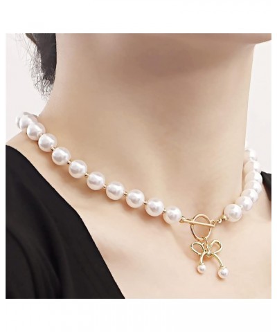 Pearl Choker Pendant Necklaces Baroque Strands Chain Short Handmade Charm Jewelry for Women Girls Style 7 $5.99 Necklaces