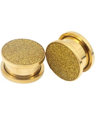 Gold Glitter Front Ear Gauges - Pair of Stainless Steel Screw-On Plugs - 10 Size Options 1/2" (12mm) $10.59 Body Jewelry