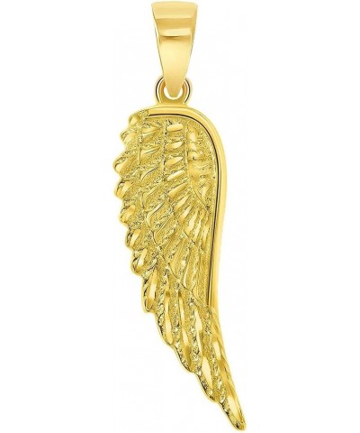 Solid 14k Yellow Gold Textured Angel Wing Charm Pendant with Cable, Curb or Figaro Chain Necklace 24.0 Inches Figaro Chain $5...