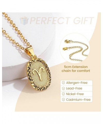 Gold Zodiac Necklace for Women Men, Constellation Coin Horoscope Astrology Pendant Necklaces Lucky Jewelry Personalized- 03. ...