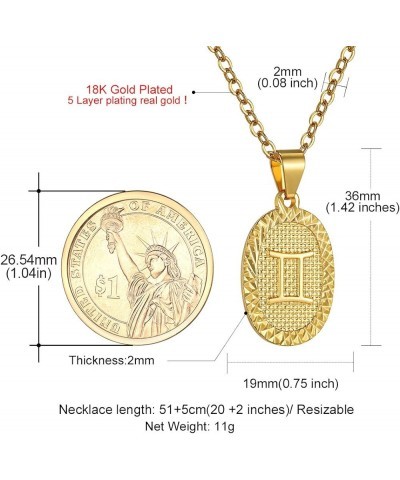 Gold Zodiac Necklace for Women Men, Constellation Coin Horoscope Astrology Pendant Necklaces Lucky Jewelry Personalized- 03. ...