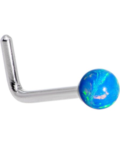 Steel 2.5mm Synthetic Opal Ball L-Shape Nose Ring 20 Gauge 1/4 Blue $9.27 Body Jewelry