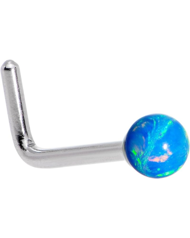 Steel 2.5mm Synthetic Opal Ball L-Shape Nose Ring 20 Gauge 1/4 Blue $9.27 Body Jewelry