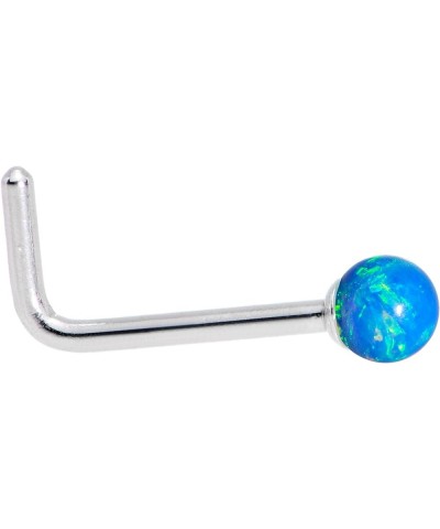 Steel 2.5mm Synthetic Opal Ball L-Shape Nose Ring 20 Gauge 1/4 Blue $9.27 Body Jewelry