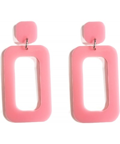 3-4 Pairs 80s Women Colors Retro Earrings Geometric Dangle Neon Earrings for Party Costume Accessory LightPink $5.50 Earrings