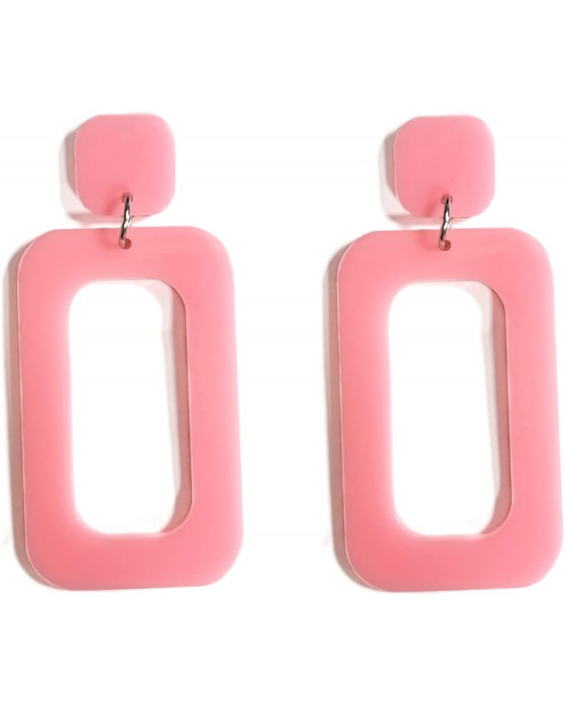 3-4 Pairs 80s Women Colors Retro Earrings Geometric Dangle Neon Earrings for Party Costume Accessory LightPink $5.50 Earrings