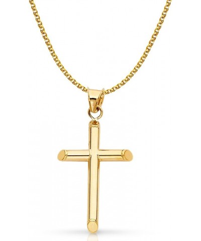 14K Yellow Gold Classic Cross Pendant with 1.4mm Flat Open Wheat Chain Necklace 18.0 Inches $113.09 Necklaces