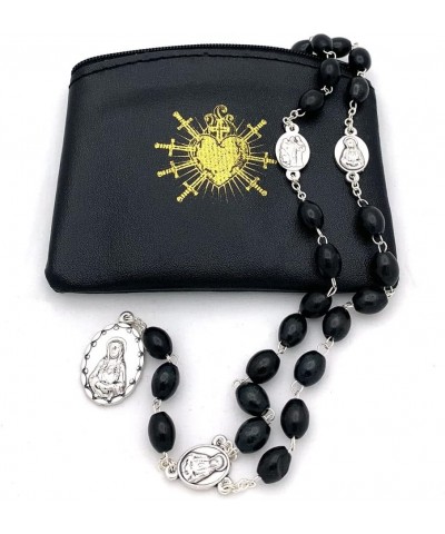 Seven Sorrows of Mary Rosary Chaplet Black Crystal Beads and Matching Rosary Pouch - Servite Rosary Black-oval chaplet $12.45...