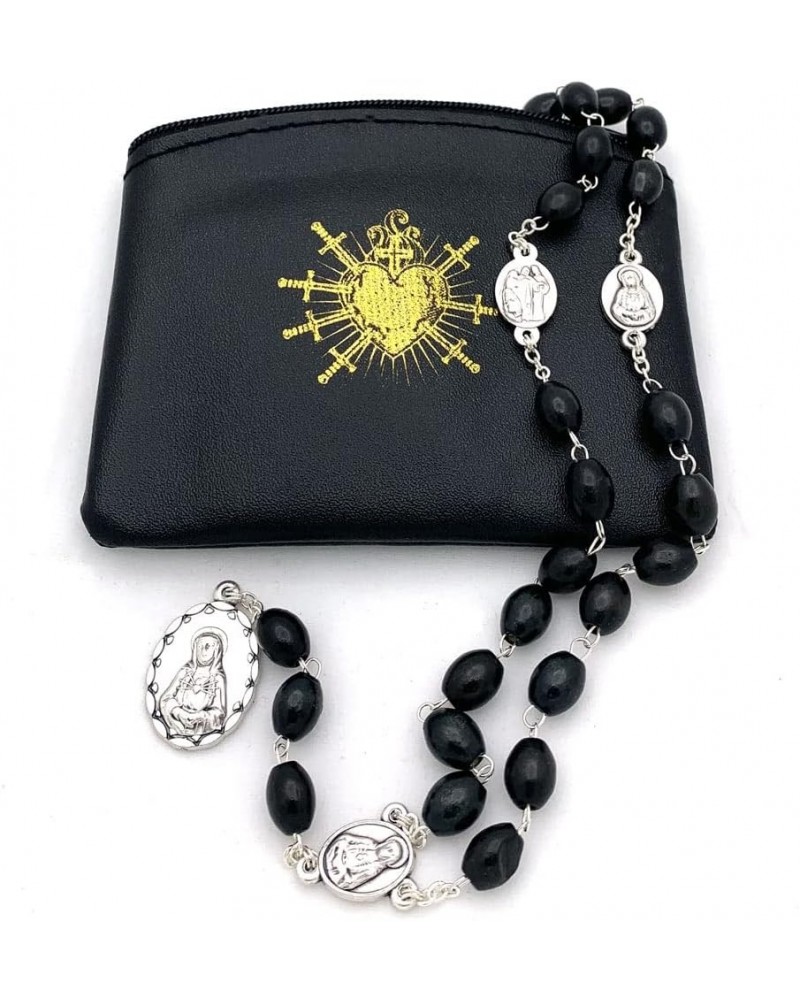 Seven Sorrows of Mary Rosary Chaplet Black Crystal Beads and Matching Rosary Pouch - Servite Rosary Black-oval chaplet $12.45...