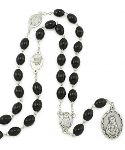 Seven Sorrows of Mary Rosary Chaplet Black Crystal Beads and Matching Rosary Pouch - Servite Rosary Black-oval chaplet $12.45...