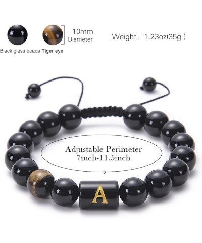 Adjustable Bracelet Men, Bracelet for Teens Tiger-Eye Adjustable Beads with Letter A Bracelet Bead No-Clasp-Type F $9.68 Brac...